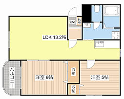 サンライズC 2LDKの間取図画像