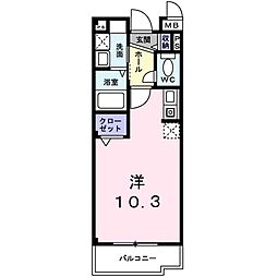アルカンシェル 1Kの間取図画像