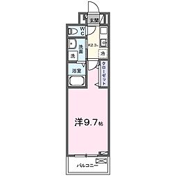 アロッジオ瀬田 1Kの間取図画像