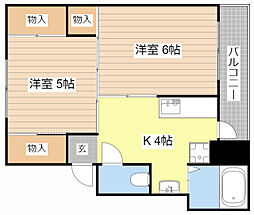 ヴィラナリー愛知川1 2Kの間取図画像
