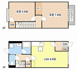 ボヌール幸澤D 2LDKの間取図画像