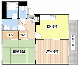 Kハイツ南彦根A 2DKの間取図画像