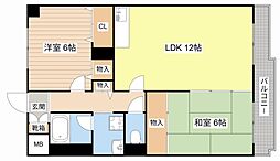 グリーン茨木 2LDKの間取図画像