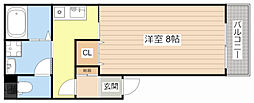 宝積壱番館 1Kの間取図画像