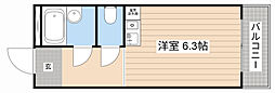 クッキィー石山寺 ワンルームの間取図画像
