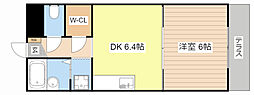 RFマンション祇園 1DKの間取図画像