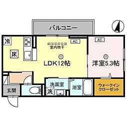 Dレジデンス東近江 1階1LDKの間取り