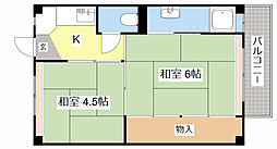 ビレッジハウス加田一号棟 2Kの間取図画像