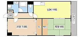 エスペラント 201 2階2LDKの間取り