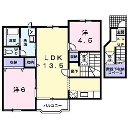 パレ・ノールII 2階2LDKの間取り