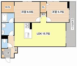 新清館III 302 3階2LDKの間取り