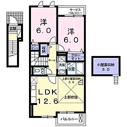 カーサ・デルソーレ3 2LDKの間取図画像