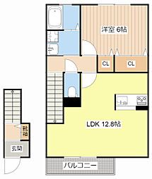 プリミエールかがやきの丘A 1LDKの間取図画像