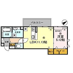 Lucent堅田 1LDKの間取図画像