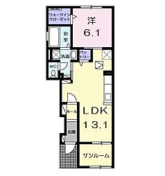 聖和町アパート 1LDKの間取図画像