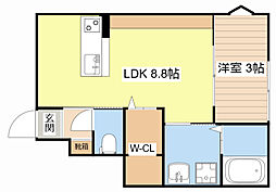 bills 颯 1LDKの間取図画像