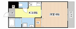 プラザ松本A 1Kの間取図画像