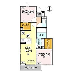 MAHALO膳所本町 2LDKの間取図画像