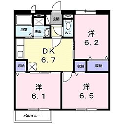 エレガンスコート舞 3DKの間取図画像