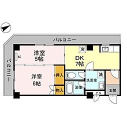 ジュネス堅田 2DKの間取図画像