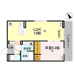 D-ROOM後三条 1LDKの間取図画像