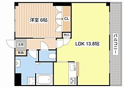 メゾントレント 1LDKの間取図画像