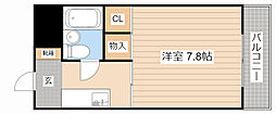 西村マンション 1Kの間取図画像
