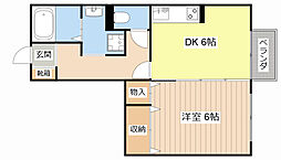 フォンティーヌ 1DKの間取図画像