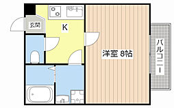 ヴィクトリーIII 2階1Kの間取り