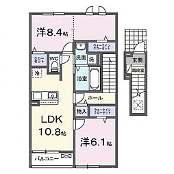 カーサ・彩 2階2LDKの間取り