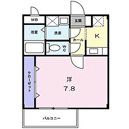 メゾン・プラティーク 2階1Kの間取り