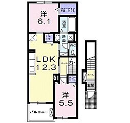 Ｙフォレスト五個荘 2階2LDKの間取り
