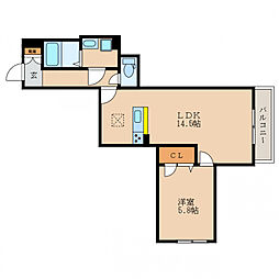 ヴィクトワール 1LDKの間取図画像