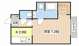 クローバーヒルズ 1Kの間取図画像