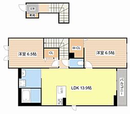 川崎ハイツ 2LDKの間取図画像