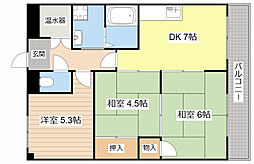 西村マンション 3DKの間取図画像