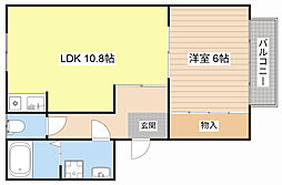 Nasu18 2階1LDKの間取り