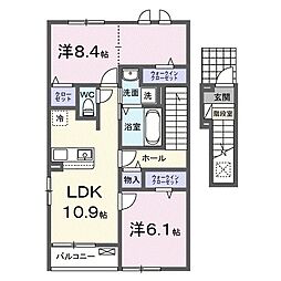 カーサ・彩 2階2LDKの間取り