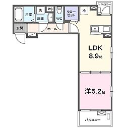 ファビュラス　Ｍ 2階1LDKの間取り