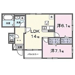 ブルーム 105 1階2LDKの間取り