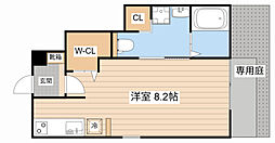 RUSH3 1階ワンルームの間取り