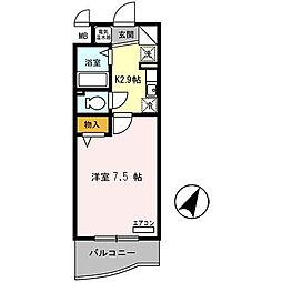 アースマーシーマンション 3階1Kの間取り