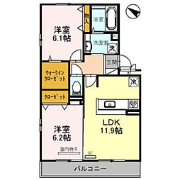 Ｅｓｐｏｉｒ 3階2LDKの間取り