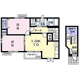 メゾンカルムN 2LDKの間取図画像