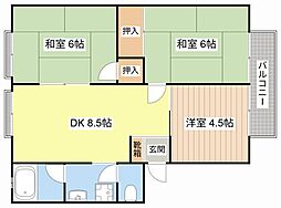 ハイツ北浦 3DKの間取図画像