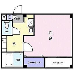 ミドルファンテン 1Kの間取図画像