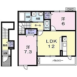 エトワールA 2LDKの間取図画像