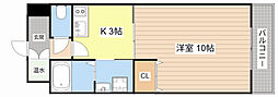 FLAT都賀山 1Kの間取図画像
