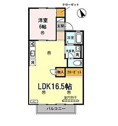 ファミール栄B 1LDKの間取図画像