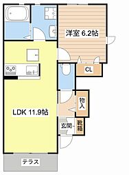 セントリビエ南彦根 1LDKの間取図画像